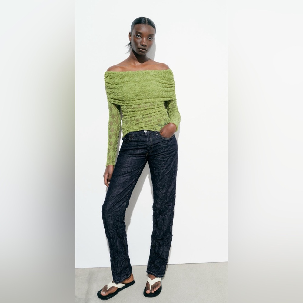 Zara off the shoulder lace top size small